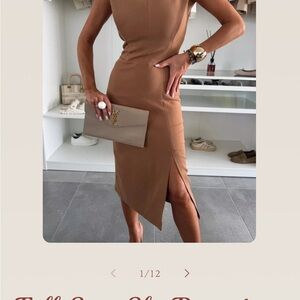 Elegant Tan Sleeveless Dress